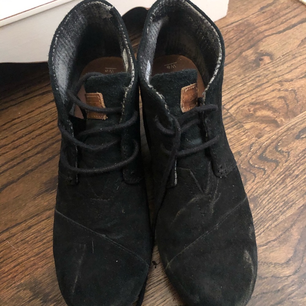 black toms wedge booties